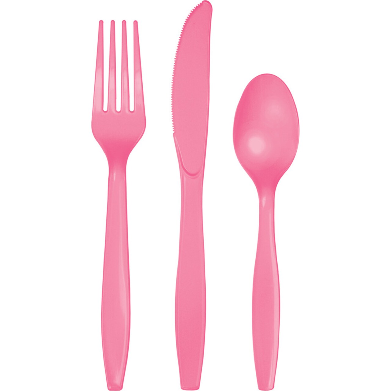 Party Central 3-Piece Disposable Party Cutlery Sets - 7.5" - Pink - Club Pack of 216